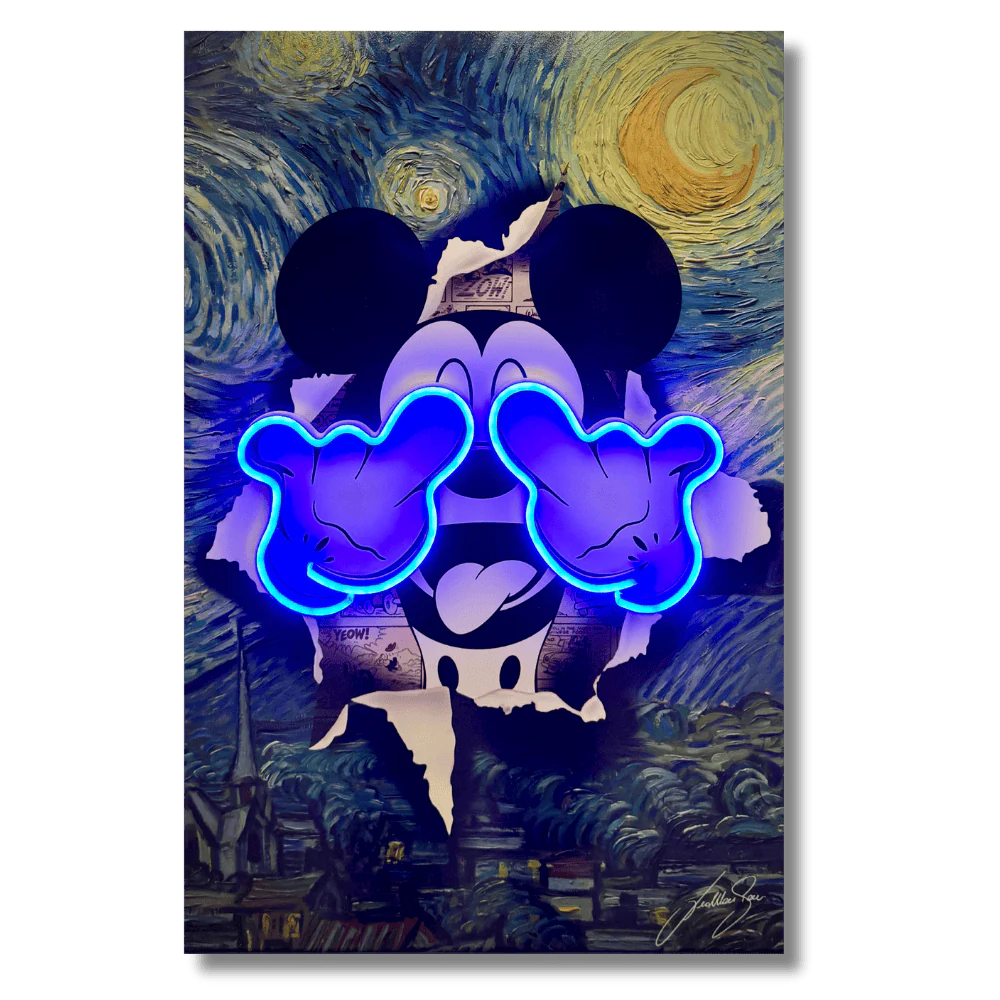 Mickey Starry Night LED wall art - alternate product angle | KULORI