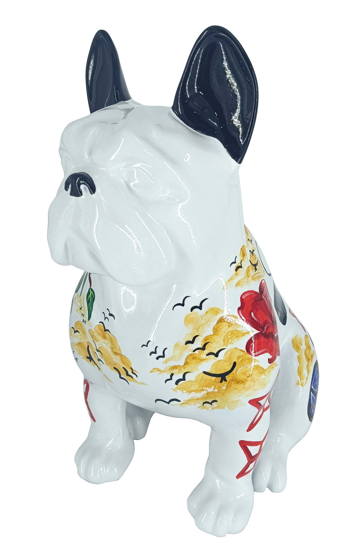 Phone Seated Bulldog sculpture in Nature finish - alternate product angle | KULORI