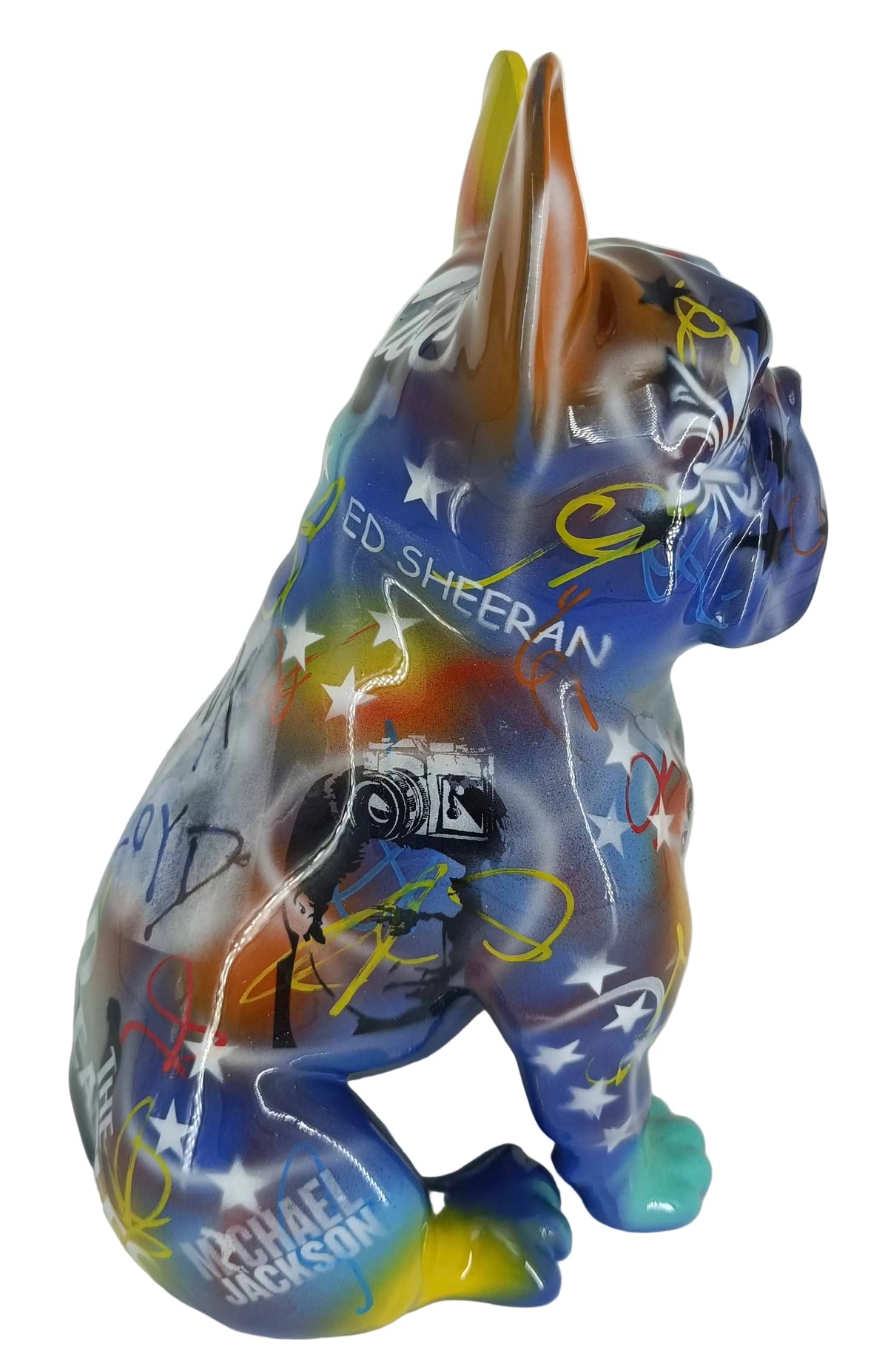 Pop Seated Bulldog sculpture in Graffiti °2 finish - alternate product angle | KULORI