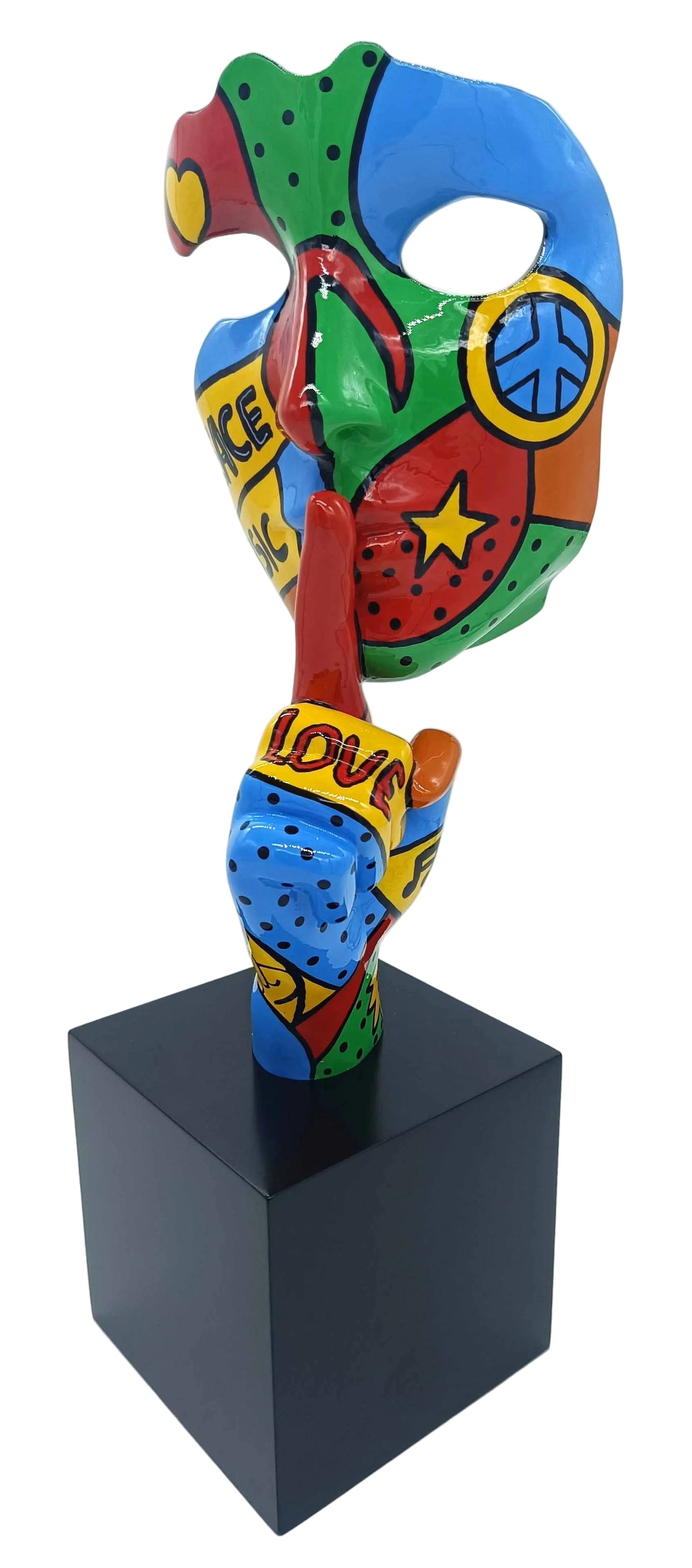 Pop Art Peace Silence sculpture in Pop Colours finish - main product view | KULORI
