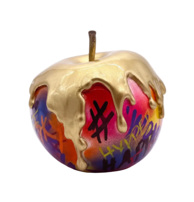 Graf in Gold Melted Apple sculpture in Graffiti °2 finish - alternate product view | KULORI
