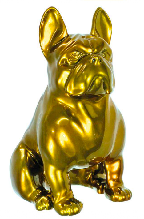 Gold Seated Bulldog sculpture in Chrome finish - product gallery view | KULORI