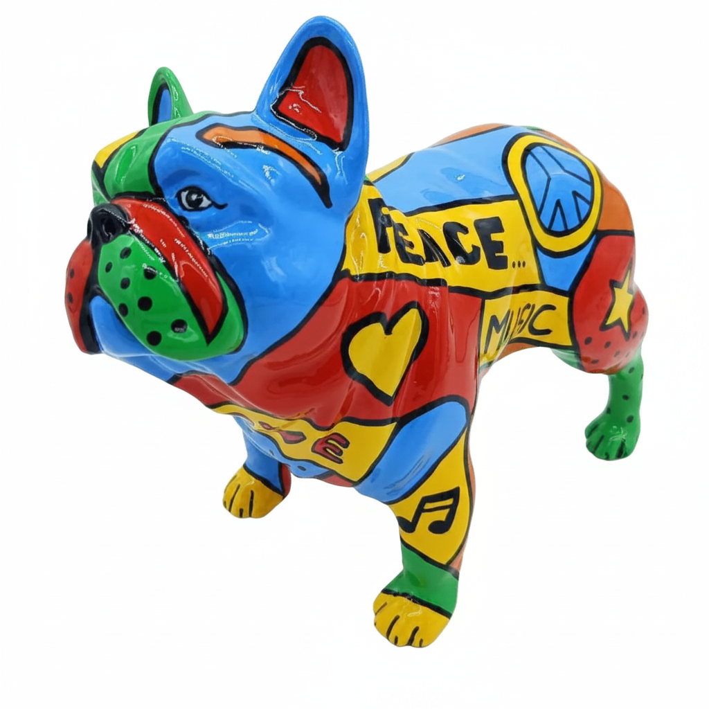 Pop Art Peace French Bulldog sculpture in Pop Colours finish - main product view | KULORI