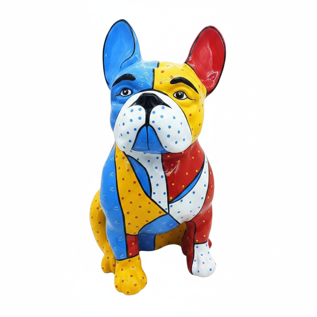 Pop Art Dots Seated Bulldog sculpture in Pop Colours finish - main product view | KULORI