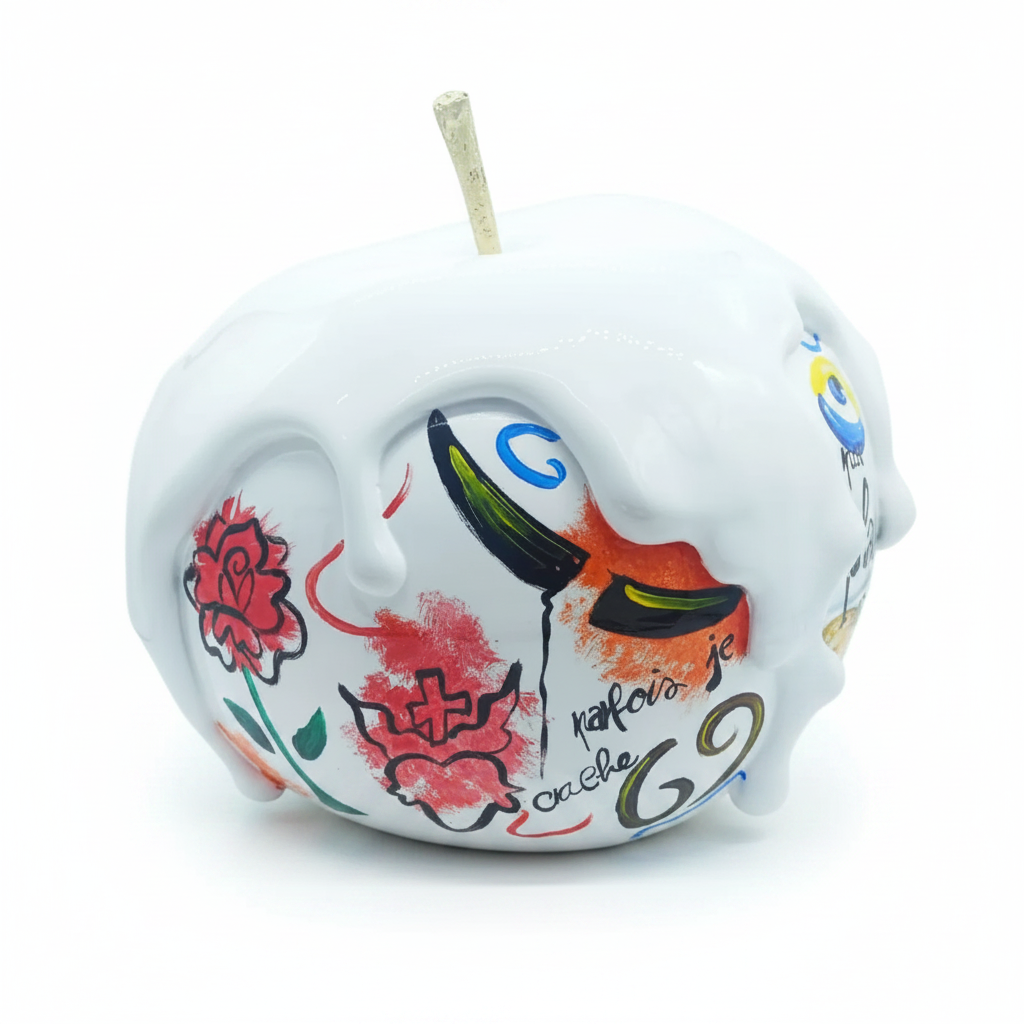 Plaisir Melted Apple sculpture in Graffiti finish - alternate product angle | KULORI
