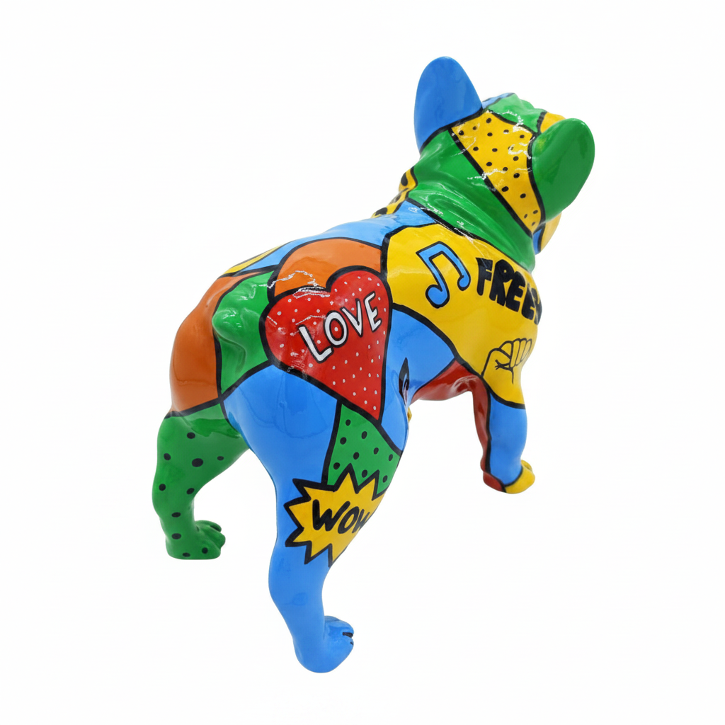 Pop Art Peace French Bulldog sculpture in Pop Colours finish - alternate product view | KULORI