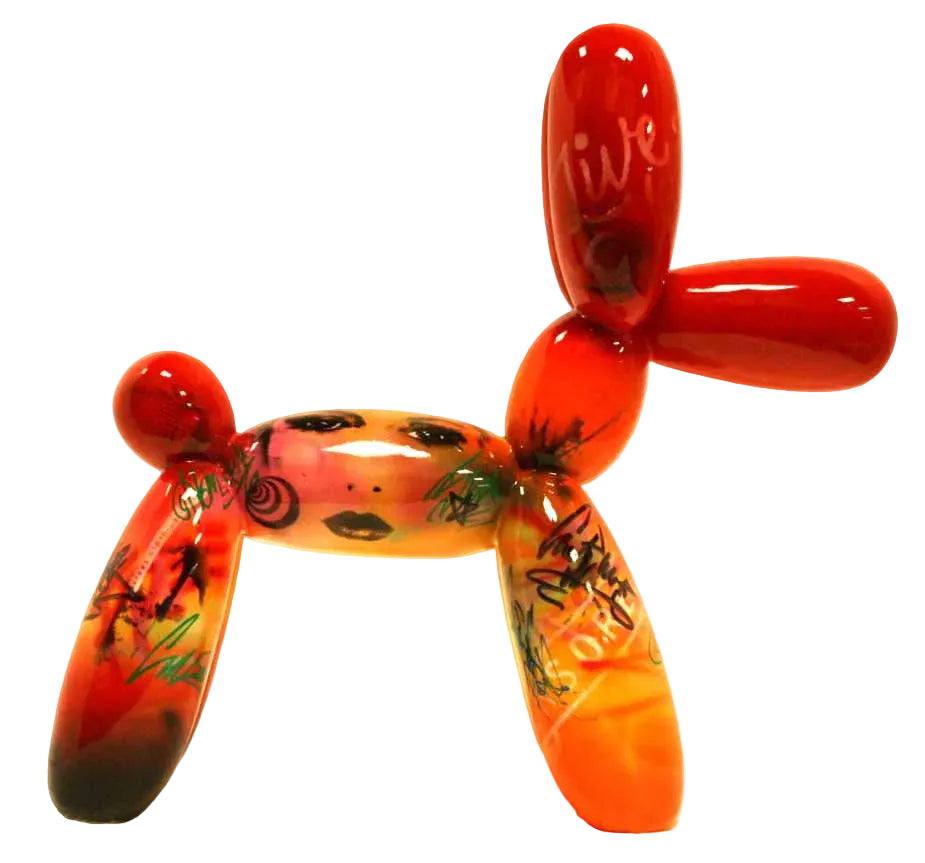 Orange and black balloon dog sculpture | KULORI
