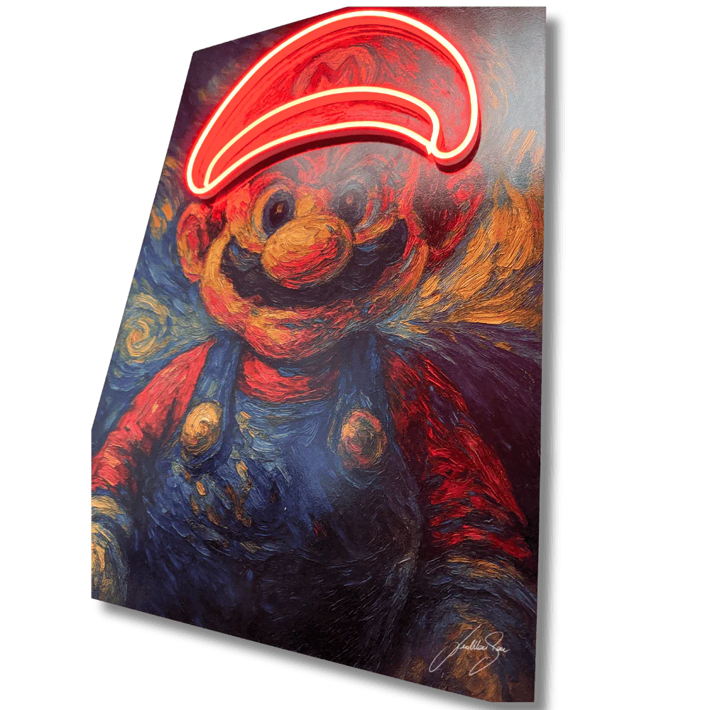Super Mario Starry Night LED wall art in Originals LED Wall Art finish - side view | KULORI