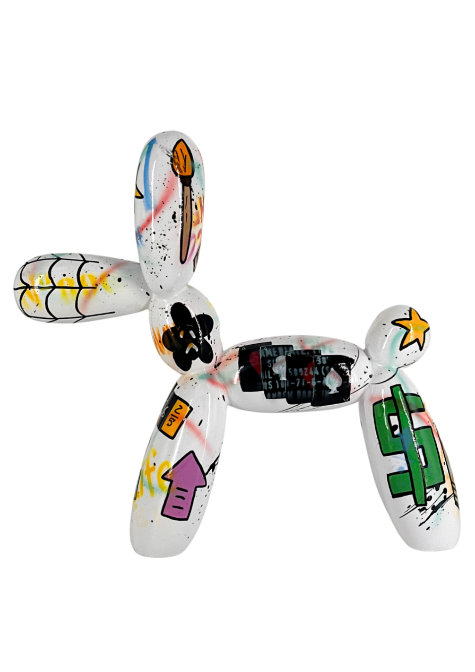 White Diamond Balloon Dog sculpture in Pop Art finish - alternate product view | KULORI