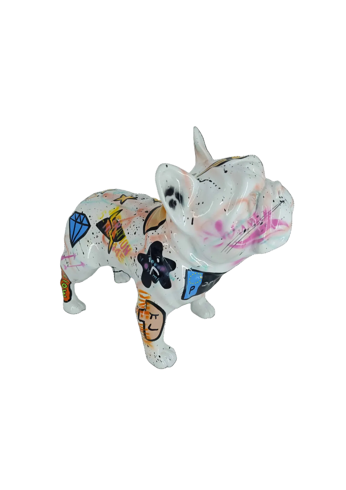 White Diamond French Bulldog sculpture in Pop Art finish - additional product view | KULORI