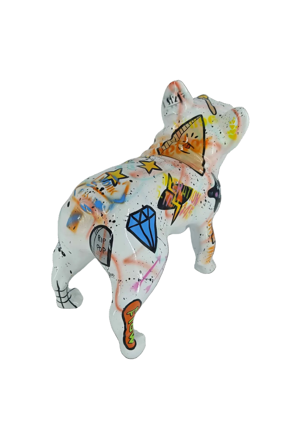 White Diamond French Bulldog sculpture in Pop Art finish - alternate product view | KULORI