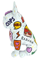 White Pat Pop Seated Bulldog sculpture in Pop Art finish - alternate product view | KULORI