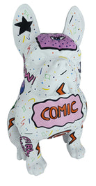 White Pat Pop Seated Bulldog sculpture in Pop Art finish - main product view | KULORI