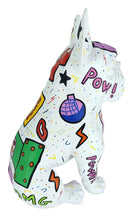 White Pat Pop Seated Bulldog sculpture in Pop Art finish - alternate product angle | KULORI