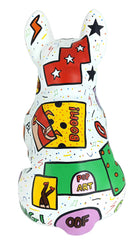 White Pat Pop Seated Bulldog sculpture in Pop Art finish - additional product view | KULORI