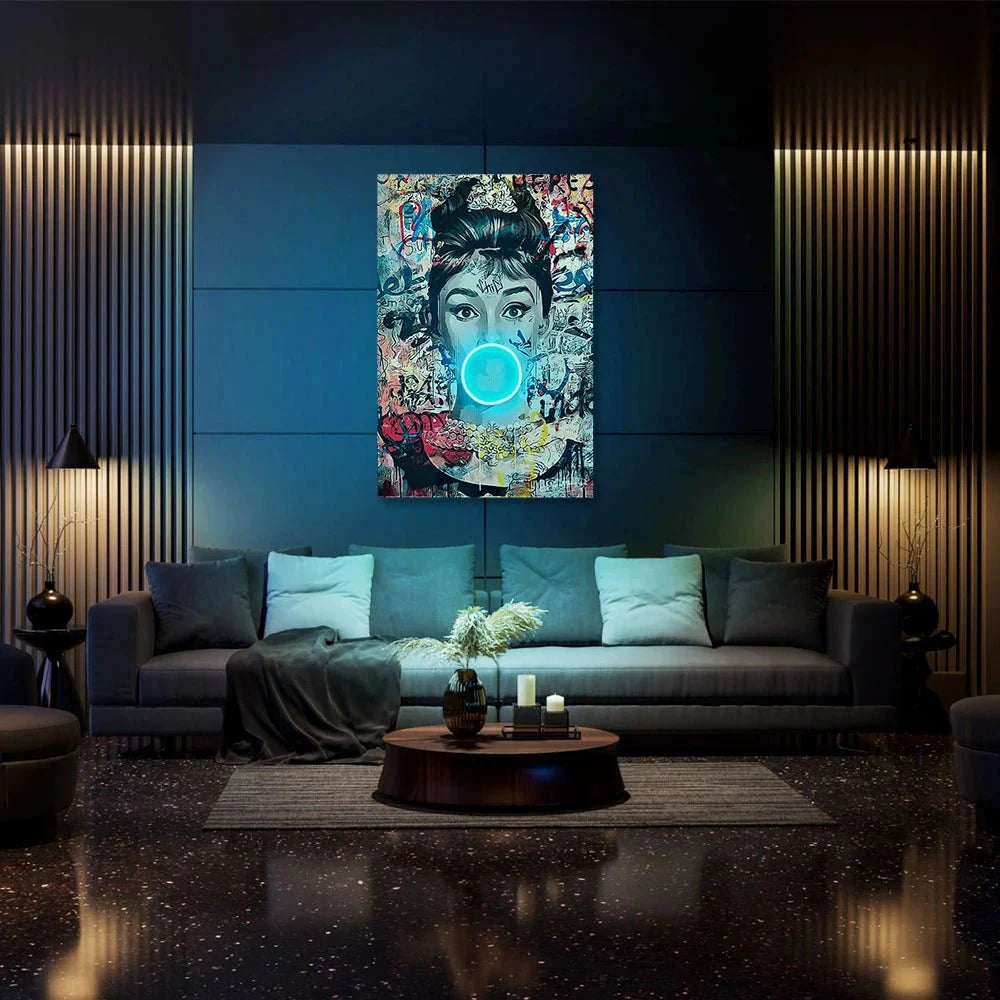 Audrey Hepburn Bubble V.1 LED wall art in Originals LED Wall Art finish - alternate product view | KULORI