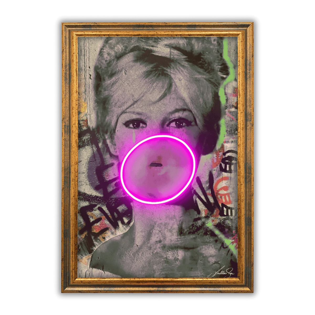 Brigitte Bardot Bubble V.2 LED wall art in Originals LED Wall Art finish - framed product view | KULORI