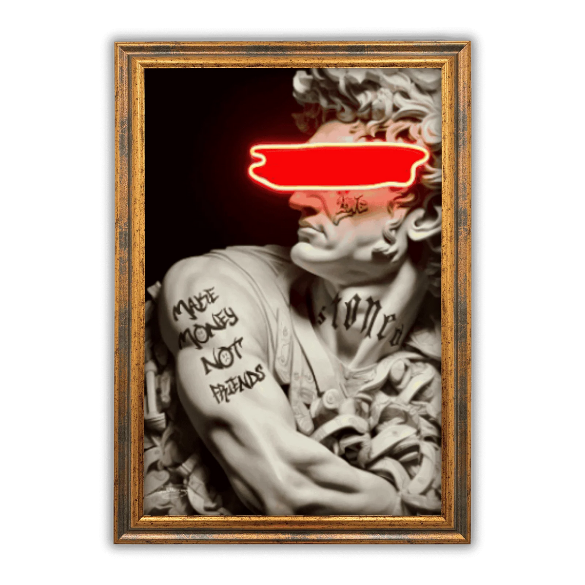 Cesare Tattoo Money LED wall art in Originals LED Wall Art finish - framed product view | KULORI