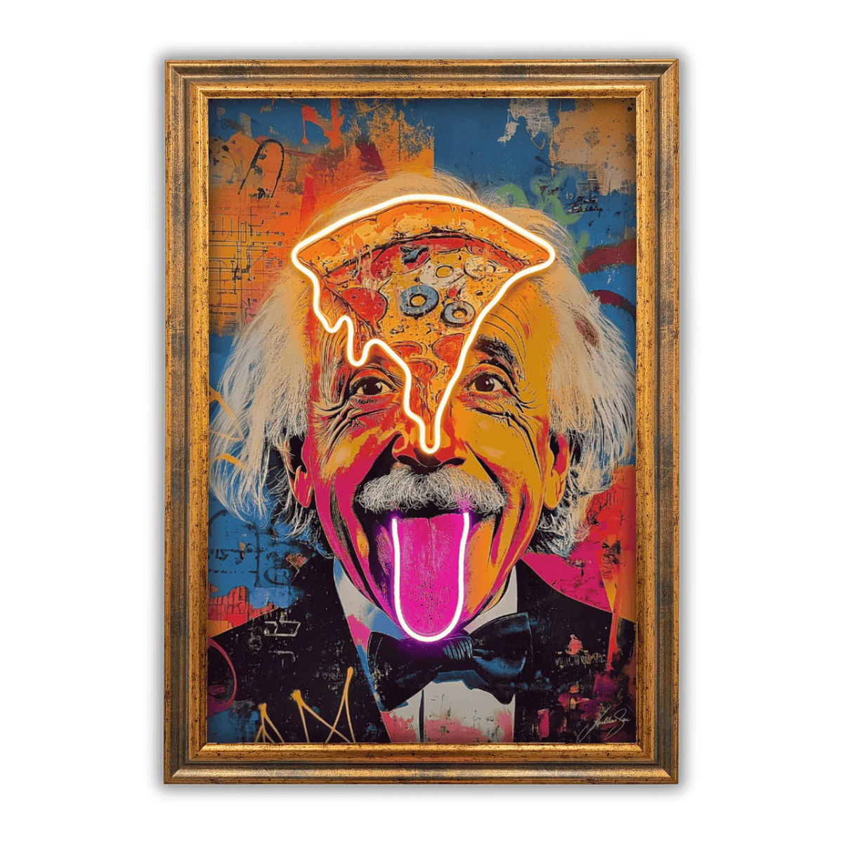 Einstein Pizza Pop LED wall art in Originals LED Wall Art finish - framed product view | KULORI