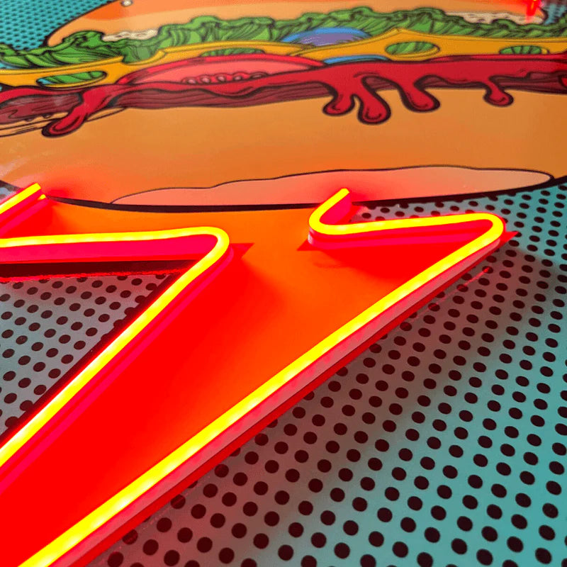 Flash Burger Pop Art LED wall art in Originals LED Wall Art finish - additional product view | KULORI