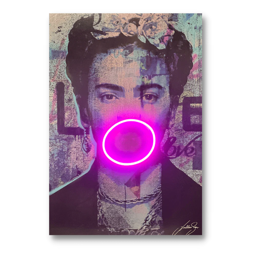 Frida Kahlo Bubble V.2 LED wall art in Originals LED Wall Art finish - main product view | KULORI