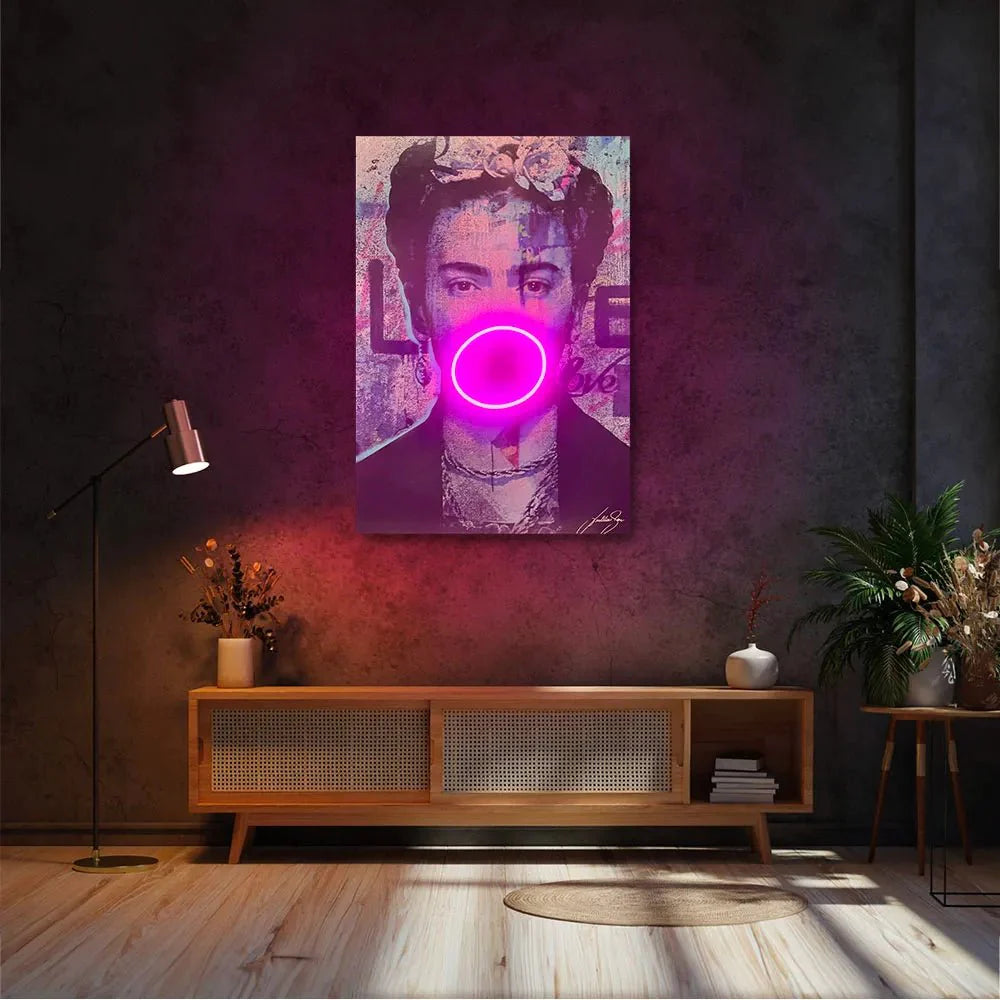 Frida Kahlo Bubble V.2 LED wall art in Originals LED Wall Art finish - additional product view | KULORI