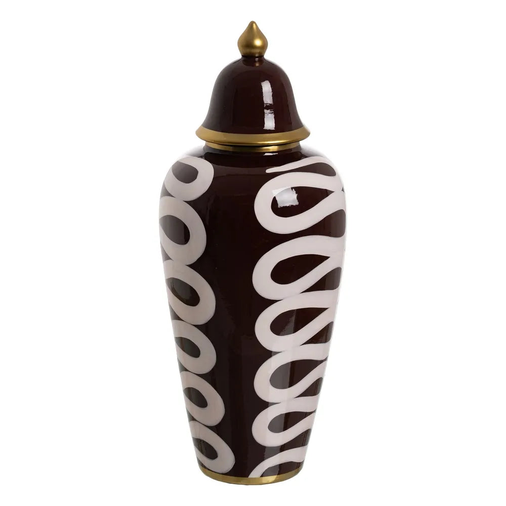 Decorative vase with brown and white spiral pattern | KULORI Malta & Gozo