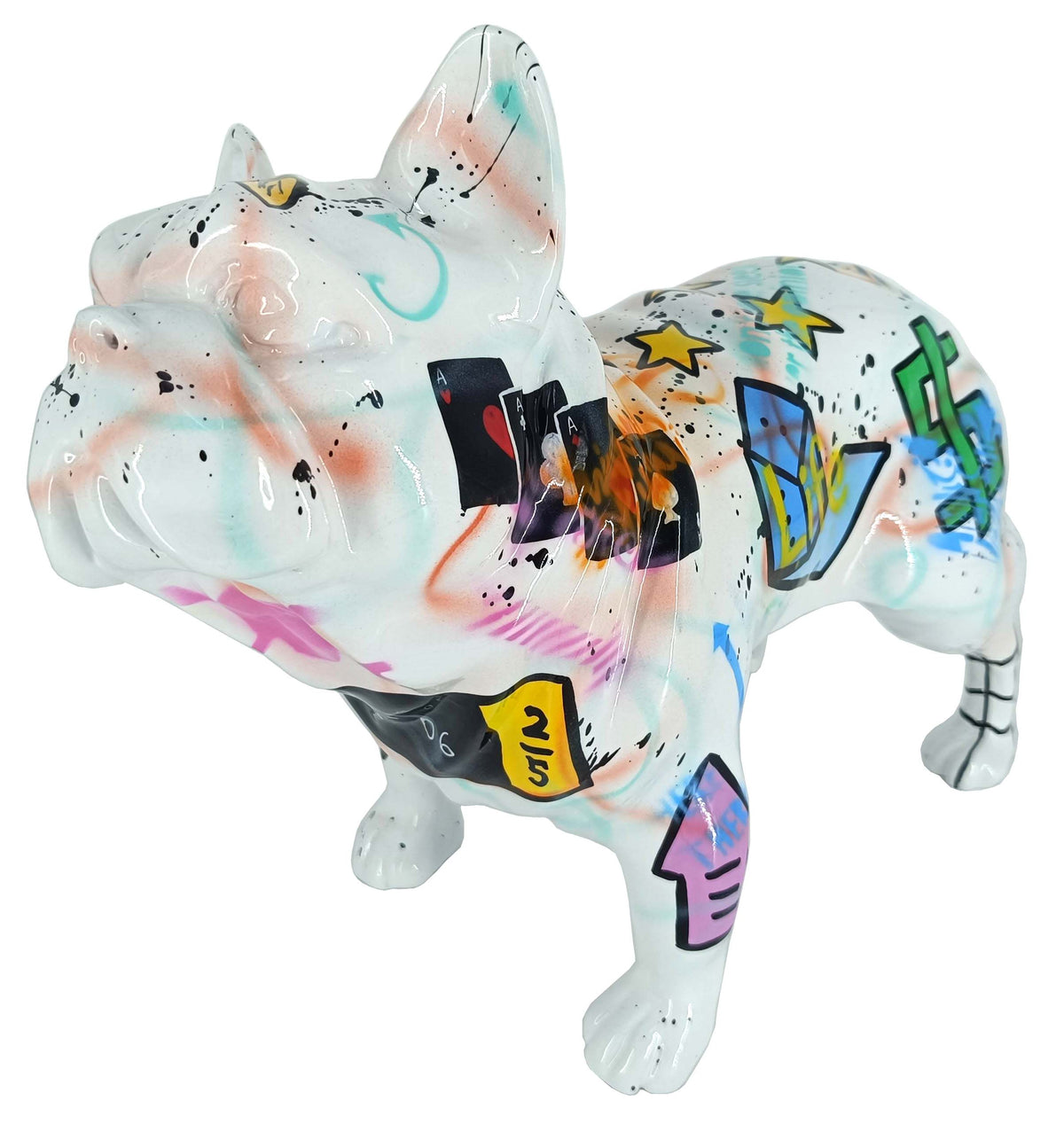 White Diamond French Bulldog sculpture in Pop Art finish - alternate product angle | KULORI