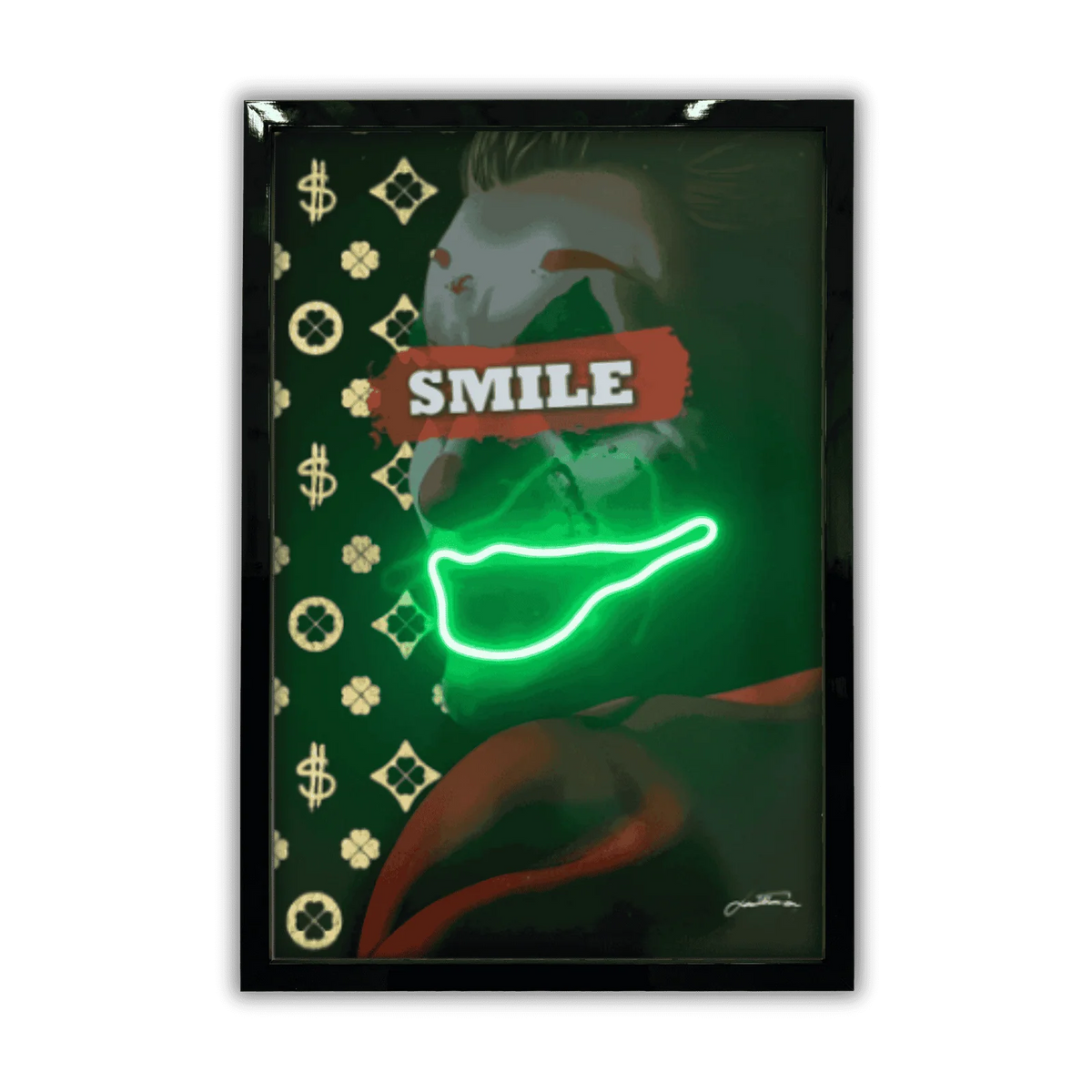 Joker Smile LED wall art in Originals LED Wall Art finish - framed product view | KULORI