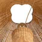 Close-up of a woven wicker ceiling light fixture  | KULORI Malta & Gozo