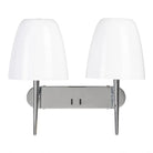 Wall lamps with two white lampshades and a metallic base 