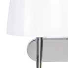 Close-up of a white lamp lamp and silver base KULORI