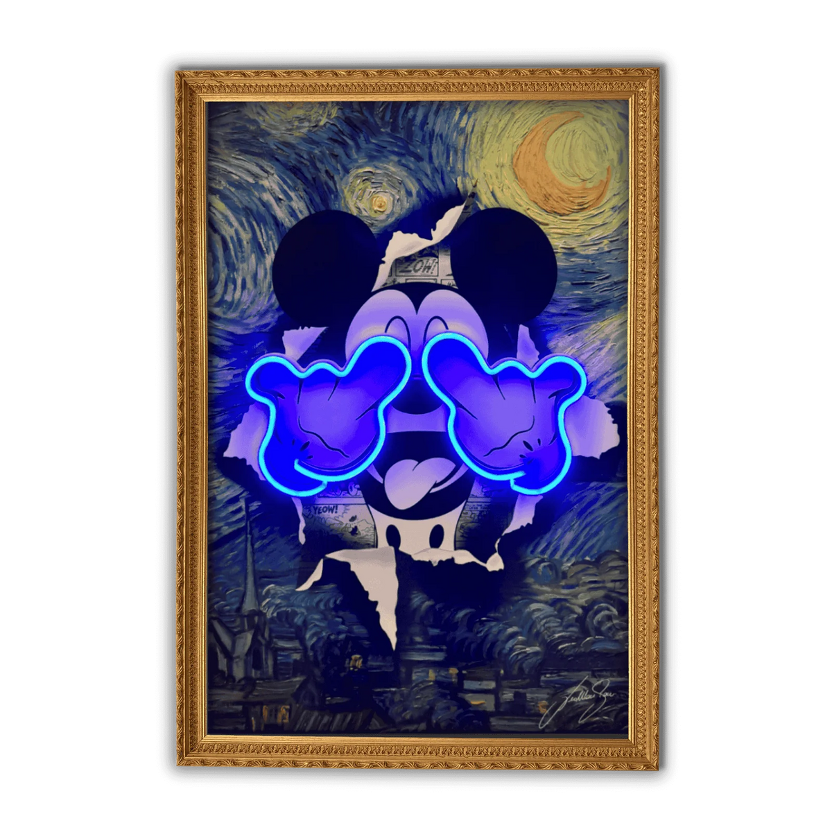 Mickey Starry Night LED wall art - framed product view | KULORI