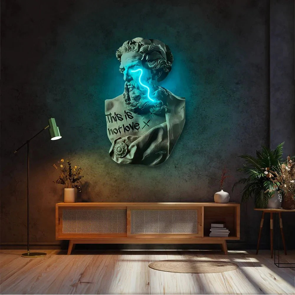 Zeus Crying V.1 LED wall art in Originals LED Wall Art finish - alternate product view | KULORI